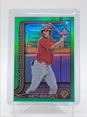 JJ WETHERHOLT 2025 TOPPS PRO DEBUT GREEN FOIL CARDINALS /99 Q3646 - Image 1 of 2
