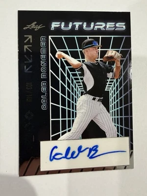 💥2024 Leaf Futures CALEB BONEMER Silver Foil RC Auto #d /149 SP - Image 1 of 2