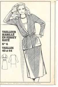 PATRON COUTURE Tailleur Habillé, Jersey Rayé T 40 & 44 - Picture 1 of 1