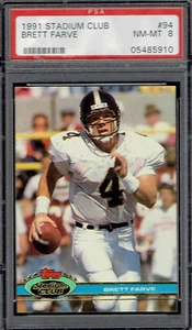 1991 Stadium Club 94 Brett Favre RC.  PSA 8 NMMT.  (0548-C-0). - Picture 1 of 2