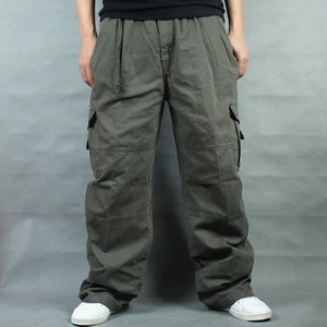 Herren Übergröße Cargohose Arbeit Outdoor Hose Baggy Hip Hop Baumwolle lose - Bild 1 von 11