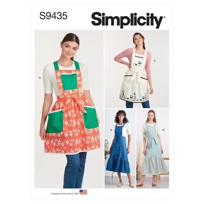 SIMPLICITY 9435 ADULT APRONS Sewing pattern in 4 Different styles Skill: EASY - Image 1 of 4
