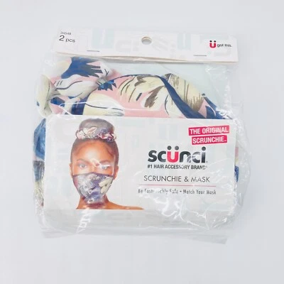 Scunci Women's Matching Scrunchie & Mask Pink Floral Pattern 2 Pieces - Image 1 of 3