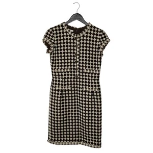 Oscar De La Renta Fall 2007 Diamond Check Tweed Alpaca Wool Sheath Dress 6 Brown - Picture 1 of 7