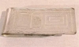 Vintage Mexico Alpaca Money Clip Stamped Designs on Front Great Holiday Gift - Picture 1 of 2