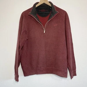 Carnoustie Men’s M Red Herringbone 1/4 Zip Cotton Pullover Sweather Knit - Picture 1 of 8