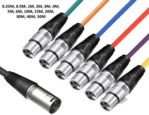 XLR Cable / Microphone Lead / Balanced Male XLR to Female XLR Solid Nickel Ends