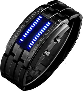 Reloj Binario Para Hombre Lava Matriz Reloj De Pulsera Digital Led Azul Clásico - Imagen 1 de 6