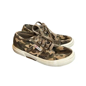 Superga green tan camo army sneakers kids size 13.5 31 trainers lace up shoes - Picture 1 of 8