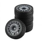 Offroad Rubber Tyre And Rim Set -12Mm Hex For 1/10 Rc Tamiya Tt02 Xv01 Xv02 Ta06