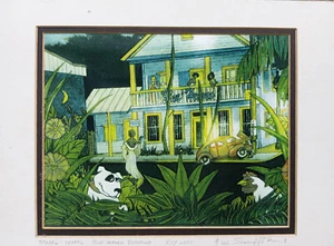 VINTAGE BLUE HEAVEN BORDELLO KEY WEST PRINT BY JIM SHERRINGTON - SIGNED - Picture 1 of 1