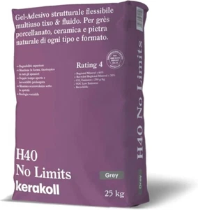 11 x COLLA COLLANTE PIASTRELLE H40 NO LIMITS BIANCO KG.25 KERAKOLL C2TE ADESIVO - Foto 1 di 1