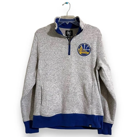 47 Brand Golden State Warriors Jacket Mens Medium Quarter Zip Pullover NBA Adult Cover