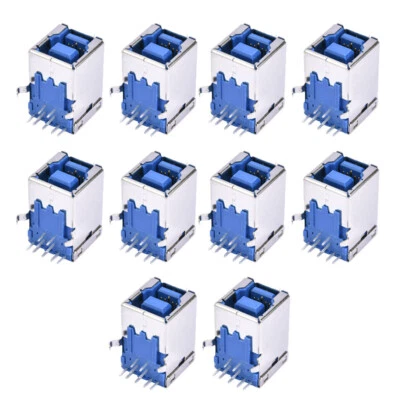 10Pcs USB 3.0 Type B Right Angle 9Pin DIP Female Socket PCB Solder Connector NEW - Image 1 of 4