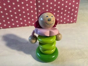 ?HABA WOOD RATTLING/CLUTCHING GIRL ROSELLA FIGURE, QUALITY MADE GERMANY - Picture 1 of 4