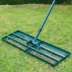 Lawn Leveling Rake,Stainless Steel Lawn Leveler with 30”x10” Ground Plate, 78” - Picture 1 of 7