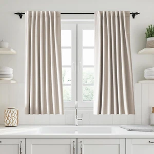Ivory Blackout Curtains 54 Inches Long Thermal Insulated 2 Panels Sets Bedroom 1 - Picture 1 of 8