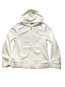 Juicy Couture Sweatshirt Youth Large Velour Zip-Up Hoodie Embroidered Logo Girls - Picture 1 of 10