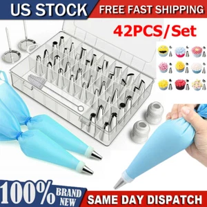 42PCS Cake Decorating Tools Kit Cupcake Piping Tips Pastry Icing Bags Nozzles US - Picture 1 of 11