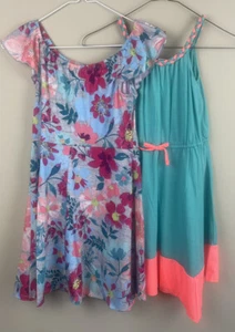 Pink & Violet Large 10/12   Gray/Jade Sleeveless Summer Dress 2 pack - Picture 1 of 11