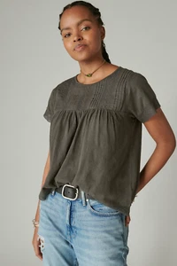 Camiseta Dolman de Encaje Marrón Lucky Brand para Mujer Nueva con Etiquetas $69.50 Talla XL - Imagen 1 de 6