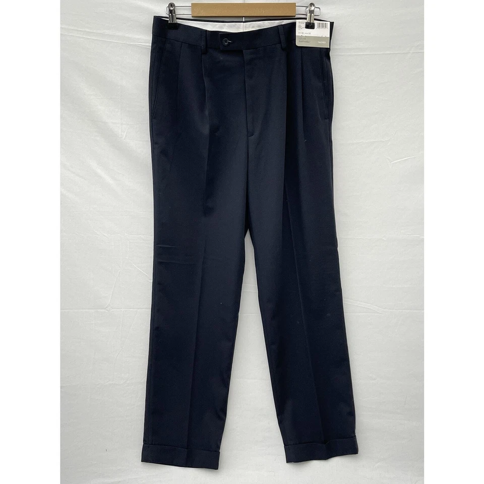 Louis Raphael Pants Mens 32x32 Navy Mario Tailored Wool Like Pleat Front NWT - Image 1 of 4