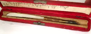 ANTIQUE Vintage MOTHER OF PEARL HANDLE QUILL PEN in CASE - Picture 1 of 14