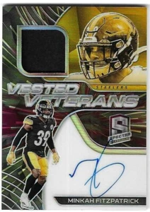 Minkah Fitzpatrick 2020 SPECTRA NFL VETERANS AUTOGRAPH JERSEY CARD Steelers AUTO - Picture 1 of 2