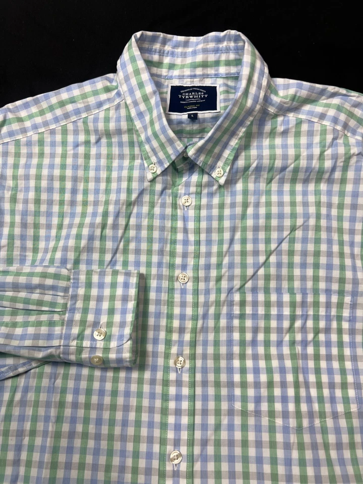 CHARLES TYRWHITT Dress Shirt Classic Fit Cotton Check Men's L Nice. - Image 1 of 4