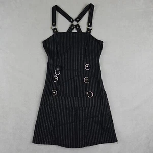 Lip Service Dress Womens S Black Bondage Pinstripes Straps Gangsta Pranksta VTG - Picture 1 of 22
