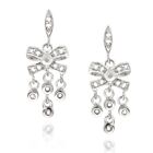 925 Silver Diamond Accent Bow Dangle Earrings