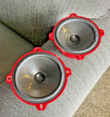 4"  Carbon Fiber Cone Woofer Midrange Speaker - 4 Ohm 1"  Red Nylon Frame 2 ea. - Image 1 of 4