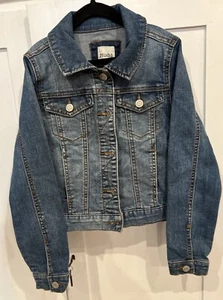 Mudd Girls Youth Button Up Denim Jean Jacket Size 10 Blue Medium Wash Stretch - Picture 1 of 8
