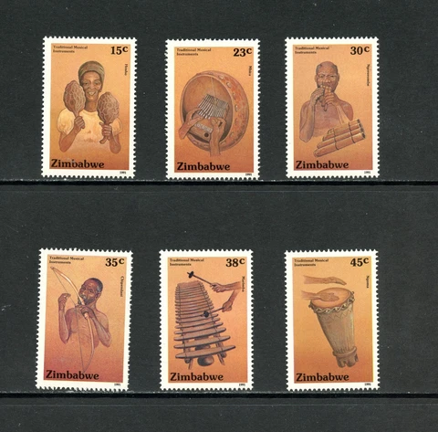 Q977   Zimbabwe  1991   musical instruments   6v.   MNH Cover