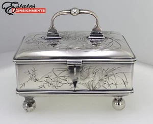 Russischer Jugendstil Sterlingsilber Deckel, Füße Verschlussbox - Bild 1 von 8