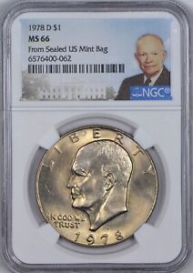 1978 D Eisenhower Dollar NGC MS66 - Lightly Toned - From Mint Sealed Bag