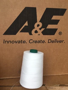 A&E Tex 40 White Thread 32001 100% Spun Polyester 6000 Yard, sold by 3 spools. - Picture 1 of 10