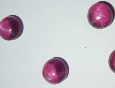 Transparent Star Ruby Round 7x7 mm Cabochon 6 Rayed Lab-created Stone 3 pcs Lot - Image 1 of 4