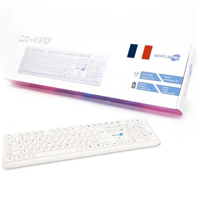 Wireless Keyboard With USB Receiver French Layout Fr AZERTY White - Image 1 of 4