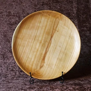 Plato XL de madera de cerezo, torneado húmedo, diámetro 35 cm - Imagen 1 de 13