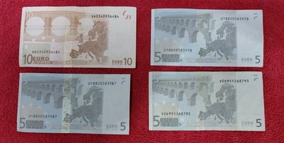 25 EURO BANK NOTE LOT 2002 10 Euro And X3 5 Euro Notes - Image 1 of 2