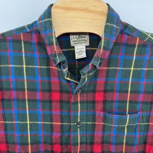 Camisa de franela a cuadros de ajuste tradicional LL Bean para hombre L-REG algodón abotonada - Imagen 1 de 7