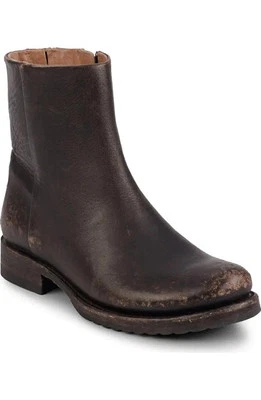 $398 - Botín de cuero envejecido con cremallera FRYE Veronica en negro talla 8 Foto 1 de 4