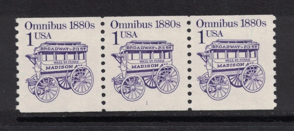 Scott 2225- MNH- Plate Number Strip of 3, #1- 1c Omnibus 1880s- mint PNC3 - Image 1 of 1
