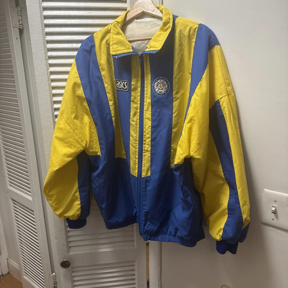 Leeds United RARE Vintage Football Soccer Jacket Drill Top 90s M Made In GB - Image 1 of 4