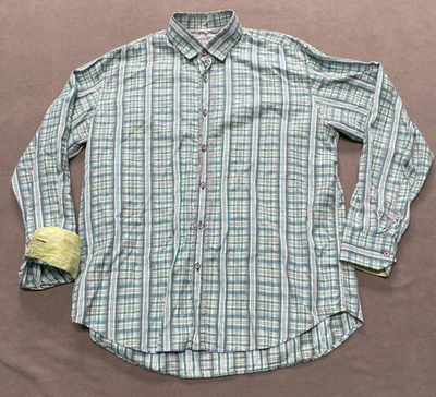 Camisa Luchiano Visconti XL Para Hombres Manga Larga Abotonada A Cuadros Puño Abatible Preppy Foto 1 de 4