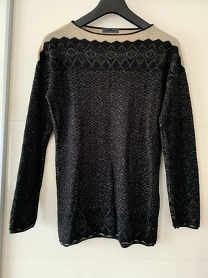 AIRFIELD Damen Pullover Pulli schwarz rundhals beige 100% Merino Gr. 42 - Bild 1 von 4