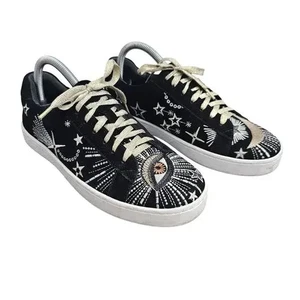 Johnny Was Sneakers Womens 8 Celestial Embroidered Suede Low Top Avant Garde - Picture 1 of 7