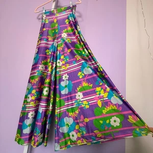 Vintage 60s 70s Psychedelic Palazzo Wide Leg Pants Handmade High Waist - Picture 1 of 5
