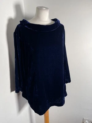 Joe Browns velvet wide neck blouse top 18 VGC navy A line womens classic - Image 1 of 4